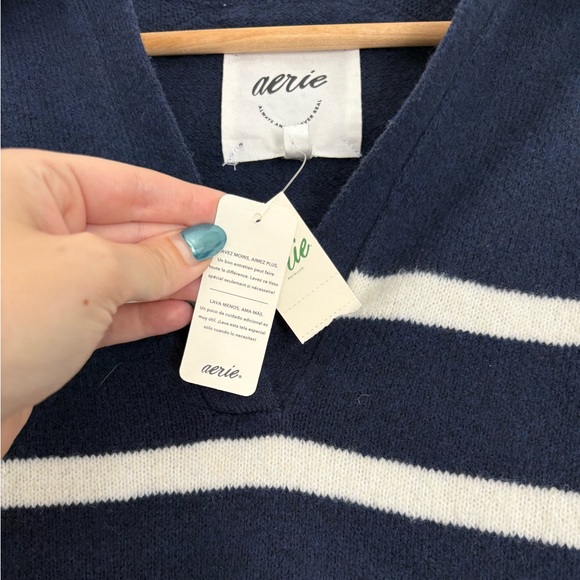 Aerie unREAL Polo Sweater - Navy Blue - Size XS - Picture 3 of 5